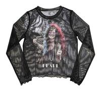 Rock Off officially licensed products Janis Joplin Pearl Garden Long Sleeve Mesh Crop Top M Black