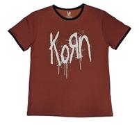 Korn T-Shirt Band Logo Ringer – Official Unisex Medium Red