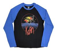 Rock Off officially licensed products Korn Unisex Raglan T-Shirt: Wireframe Space (Black & Blue) XXL