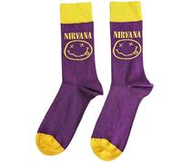 Rock Off officially licensed products Nirvana Ankle Socks Yellow Smile Official Mens Purple (UK SIZE 7-11) UK Size 7-11