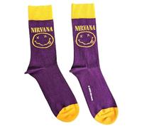 Rock Off officially licensed products Nirvana Ankle Socks Yellow Smile Official Mens Purple (UK SIZE 7-11) UK Size 7-11
