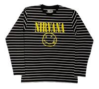Nirvana Grunge Face Face Striped Sweatshirt in Black | Size: Large Nirvana Black L