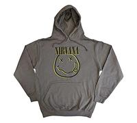 Nirvana Hoodie Inverse Smile Band Logo Official Unisex Charcoal Grey Pullover L