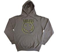 Rock Off officially licensed products Nirvana Hoodie Inverse Smile Band Logo Official Unisex Charcoal Grey Pullover L