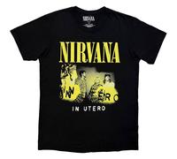 Rock Off officially Licensed Products Nirvana In Utero Band Photo Premium Carbon T-Shirt in Black | Size: Large Rock Off officially Licensed Products Black L