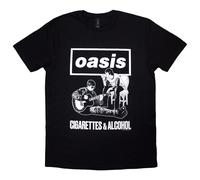 Rock Off officially Licensed Products Oasis Cigarettes and Alcohol Illustration Mono T Shirt S Black