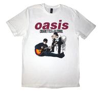 Rock Off officially Licensed Products Oasis Cigarettes and Alcohol Illustration T Shirt L White