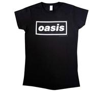 (L, Black) Oasis Decca Band Logo Skinny Fit T Shirt