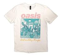 (L, White) Oasis Definitely Maybe Illustration Colour T Shirt
