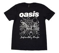 (XL, Black) Oasis Definitely Maybe Line Drawing T Shirt