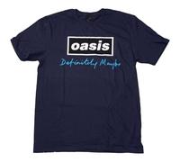 Oasis T-Shirt Definitely Maybe Text Logo - Officially Licensed - Medium Navy