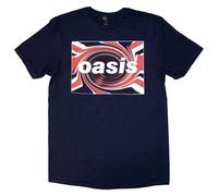 Rock Off officially Licensed Products Oasis Union Jack Band Logo T-Shirt in Navy | Size: Large Rock Off officially Licensed Products Navy L