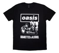Rock Off officially Licensed Products Oasis Cigarettes and Alcohol Illustration Mono T Shirt S Black