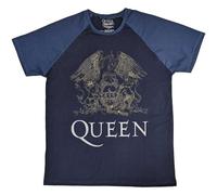 Rock Off officially licensed products Queen Classic Crest Raglan T Shirt S Blue