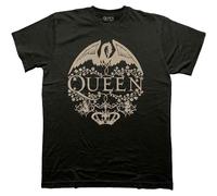 Rock Off officially licensed products Queen Floral Crest Mono Band Logo T Shirt L Black