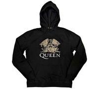 Rock Off officially licensed products Queen Hoodie Classic Crest Band Logo Official Unisex Black Pullover XL