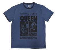 Rock Off officially licensed products Queen Ringer News of The World Ringer T Shirt L Blue