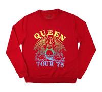 Rock Off officially licensed products Queen Tour 75 Crest Band Logo Sweatshirt S Red