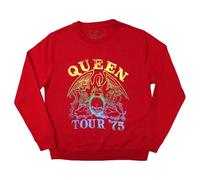 Rock Off officially licensed products Queen Tour 75 Crest Band Logo Sweatshirt S Red