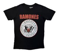 Rock Off officially licensed products Ramones Hey Ho Red Block Text Men's Black T-Shirt