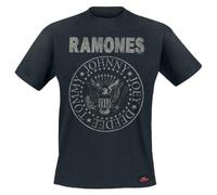 Rock Off officially licensed products Ramones Seal Hey Ho Distressed Band Logo T Shirt S Black