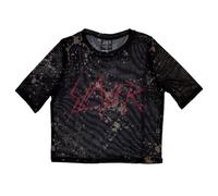 Rock Off officially licensed products Slayer Scratchy Band Logo Mesh Crop Top S Black