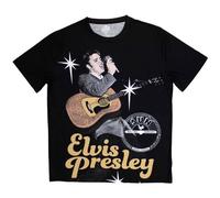 Rock Off officially licensed products Sun Records Elvis Mic Sublimation Print T Shirt L Black