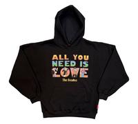 Rock Off officially Licensed Products The Beatles AYNIL Stacked Rock Off Unplugged Pullover Hoodie in Black | Size: Large Rock Off officially Licensed Products Black L