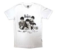 Rock Off officially licensed products The Beatles Mop Tops and Signatures T Shirt M White