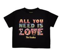 Rock Off officially licensed products The Beatles Yellow Submarine Aynil Stacked Crop Top, Black, XS