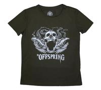 Rock Off officially licensed products The Offspring Feathered Winged Skull Womens T Shirt L Green