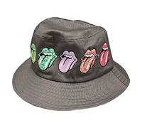 Rock Off officially licensed products The Rolling Stones Bucket Hat Multi Tongue Pattern New Official Unisex Grey Size Small/Medium