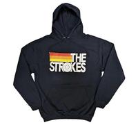 The Strokes Hoodie Band Logo and Stripes Official Mens Navy Blue Pullover M