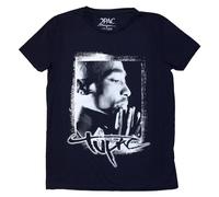 Rock Off officially licensed products Tupac Spray Photo Womens T Shirt M Navy