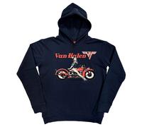 Rock Off officially Licensed Products Van Halen Pinup Motorcycle Rock Off Unplugged Pullover Hoodie in Navy | Size: Large Rock Off officially Licensed Products Navy L