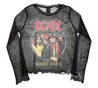 Rock Off officially Licensed Products Women's AC/DC Highway To Hell Mesh Crop Top in Black | Size: Medium Rock Off officially Licensed Products Black M
