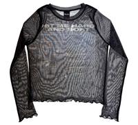 Rock Off officially Licensed Products Women's Billie Eilish HMHAS Tracklist Mesh Crop Top in Black | Size: XL Rock Off officially Licensed Products Black XL
