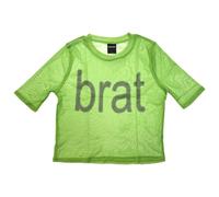 Rock Off officially Licensed Products Women's Charli XCX Brat Logo Mesh Crop Top in Green | Size: Small Rock Off officially Licensed Products Green S