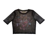Rock Off officially Licensed Products Women's Ramones Graffiti Illustration Mesh Crop Top in Black | Size: Large Rock Off officially Licensed Products Black L