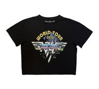Rock Off officially Licensed Products Women's Van Halen World Tour 78 Crop Top in Black | Size: XL Rock Off officially Licensed Products Black XL