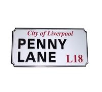 Rock Off Penny Lane Liverpool Sign Embossed Fridge Magnet (One Size) (White/Black/Red)