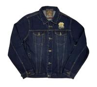(XXL, Blue) Queen Classic Crest Band Logo Denim Jacket
