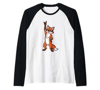 Rock On Fox with Sunglasses Raglan Baseball Tee