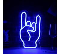 Rock on hand Neon Sign Rockin Hand Neon Light LED Neon Sign for Wall Décor Dimmable Rock and Roll LED Neon Light for Bar Restaurant Music Concert Man Cave Wall Art 14"×8.4"