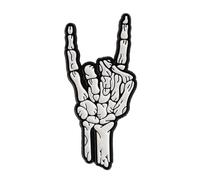 Rock On Hand Sign Enamel Pin, Skeleton Hand Gesture Brooch Badge, Gift For Humorous Sassy Person, Devil Horns Symbol Brooches, Punk Goth Hip-Hop Style Decorative Pin Jewelry Accessories
