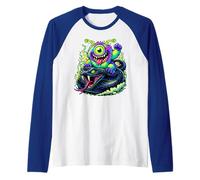 Rock on Happy Black Viper - Monster Snake Raglan Baseball Tee
