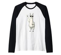 Rock On Llama Sunglasses Attitude Raglan Baseball Tee