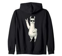 Rock On Llama Sunglasses Attitude Zip Hoodie