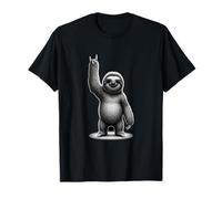 Rock On Sloth Heavy Hand Sign Sunglasses Design T-Shirt