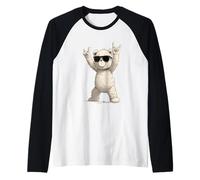 Rock On Teddy Bear with Sunglasses Fun Raglan Baseball Tee